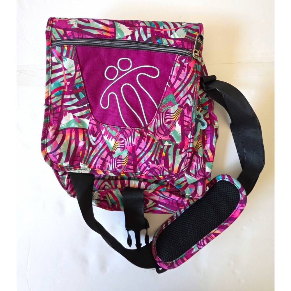 Totto Pink Multicolor Abstract Crossbody Bag Adjustable Strap Zipper Buckle